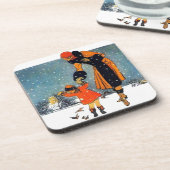 Voedervogels in de sneeuw bier onderzetter (Linkerzijde)