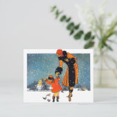 Voedervogels in de sneeuw briefkaart (Staand voorkant)