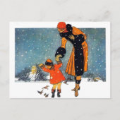 Voedervogels in de sneeuw briefkaart (Voorkant)