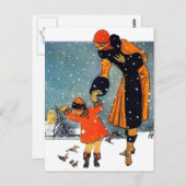 Voedervogels in de sneeuw briefkaart (Voorkant / Achterkant)