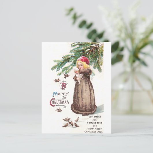 Voedervogels in de sneeuw briefkaart (Staand voorkant)