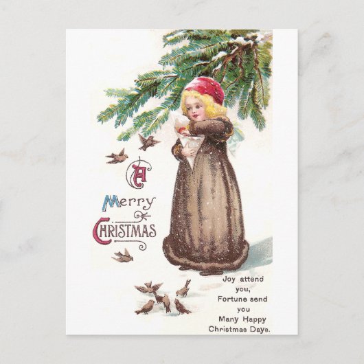 Voedervogels in de sneeuw briefkaart (Voorkant)