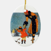 Voedervogels in de sneeuw keramisch ornament (Voorkant)