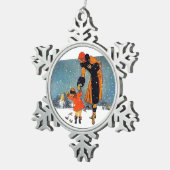 Voedervogels in de sneeuw tin sneeuwvlok ornament (Rechts)