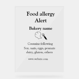 Voeding allergie Alarm voeg tekst toe voedselitems Acryl Bord