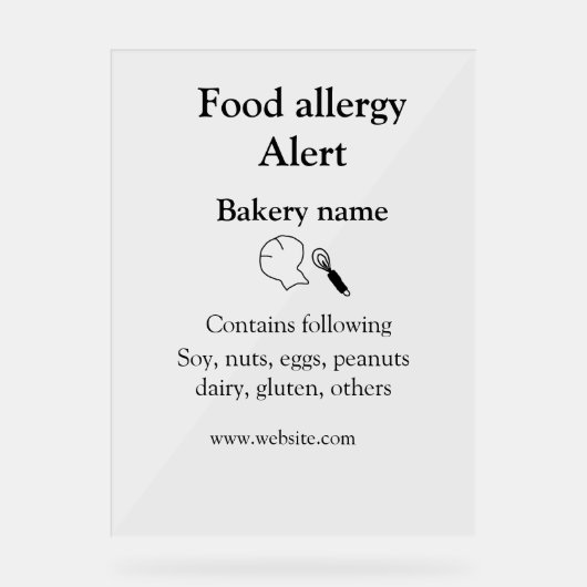 Voeding allergie Alarm voeg tekst toe voedselitems Acryl Bord (Voorkant)