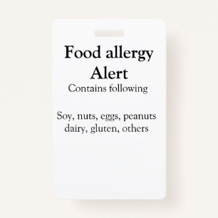 Voeding allergie Alarm voeg tekst toe voedselitems Badge