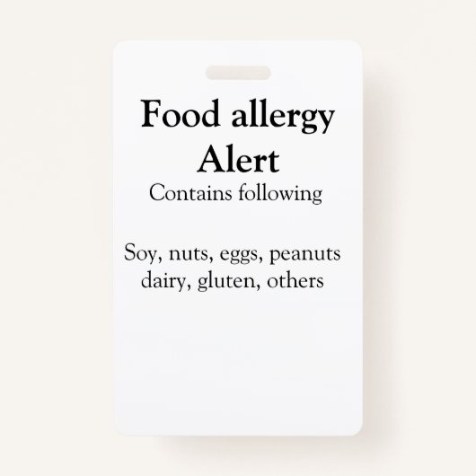 Voeding allergie Alarm voeg tekst toe voedselitems Badge (Voorkant)