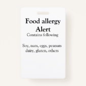 Voeding allergie Alarm voeg tekst toe voedselitems Badge (Achterkant)