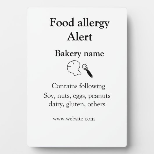 Voeding allergie Alarm voeg tekst toe voedselitems Fotoplaat (voorkant)