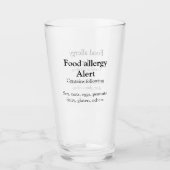 Voeding allergie Alarm voeg tekst toe voedselitems Glas (Voorkant)