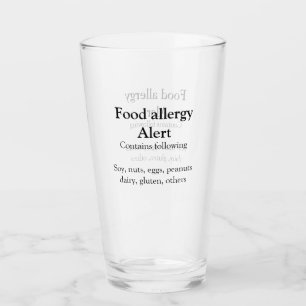 Voeding allergie Alarm voeg tekst toe voedselitems Glas