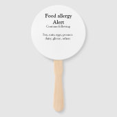 Voeding allergie Alarm voeg tekst toe voedselitems Handwaaier (Achterkant)