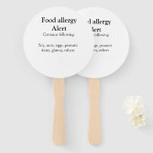 Voeding allergie Alarm voeg tekst toe voedselitems Handwaaier (Voorkant en achterkant)