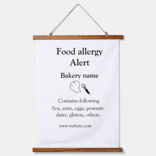 Voeding allergie Alarm voeg tekst toe voedselitems Hangend Wandkleed (Voorkant)