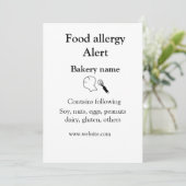 Voeding allergie Alarm voeg tekst toe voedselitems Kaart (Staand voorkant)