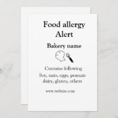Voeding allergie Alarm voeg tekst toe voedselitems Kaart (Voorkant / Achterkant)