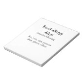 Voeding allergie Alarm voeg tekst toe voedselitems Notitieblok (Linkerzijde)