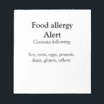 Voeding allergie Alarm voeg tekst toe voedselitems Notitieblok<br><div class="desc">Ontwerp</div>