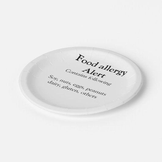 Voeding allergie Alarm voeg tekst toe voedselitems Papieren Bordje (Gekanteld)