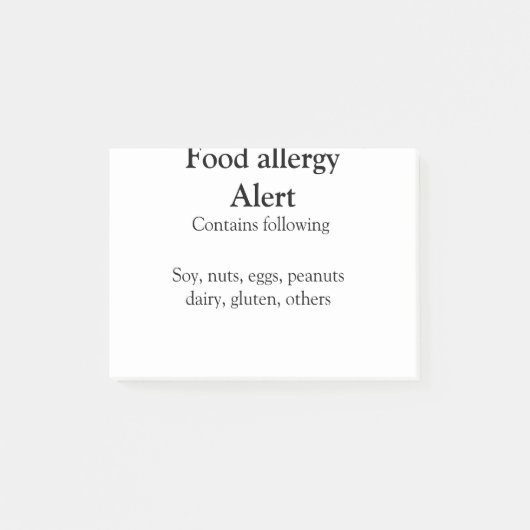 Voeding allergie Alarm voeg tekst toe voedselitems Post-it® Notes (Voorkant)