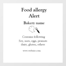 Voeding allergie Alarm voeg tekst toe voedselitems Raamsticker