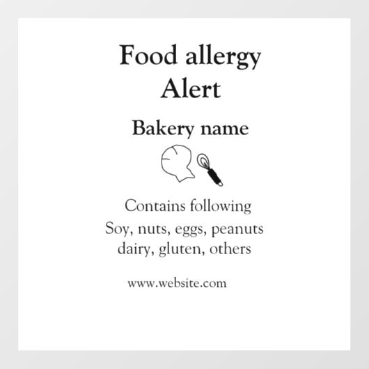 Voeding allergie Alarm voeg tekst toe voedselitems Raamsticker (Vel)