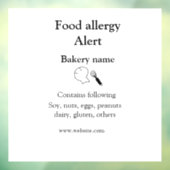 Voeding allergie Alarm voeg tekst toe voedselitems Raamsticker (Vel 3)