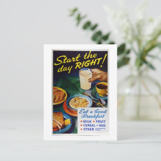  voeding Eat Breakfast Milk Fruit Cerea Briefkaart (Staand voorkant)