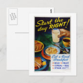 voeding Eat Breakfast Milk Fruit Cerea Briefkaart (Voorkant / Achterkant)
