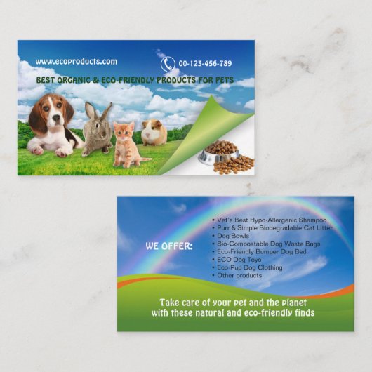 Voeding en benodigdheden voor gezelschapsdieren, d visitekaartje (Voorkant / Achterkant)