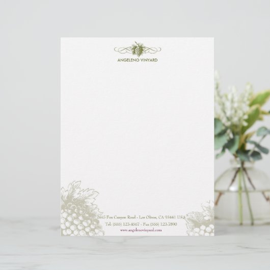 Voeding en Drink. druiven Briefhoofd Ontwerp (Staand voorkant)