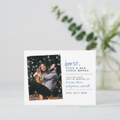 Voeding en slechte dans | Blauw handschrift Briefkaart (Staand voorkant)