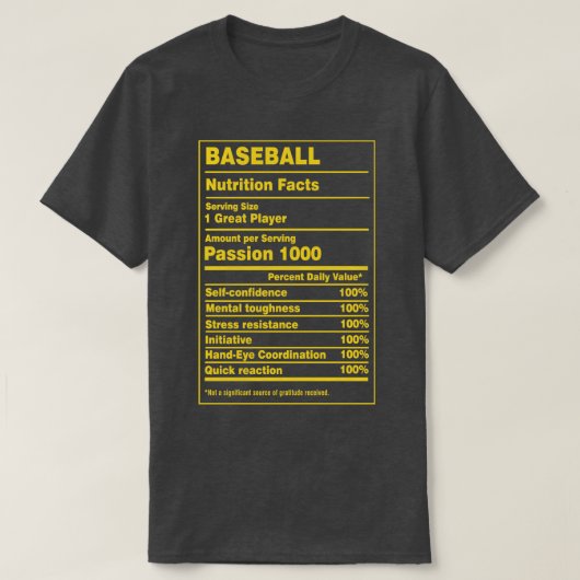 Voeding Feiten Honkbal T-shirt (Design voorkant)