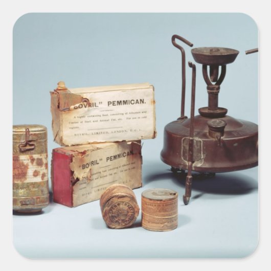 Voeding genomen op Scott's Antarctische expeditie Vierkante Sticker (Voorkant)