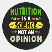 Voeding is een wetenschap, geen mening voedingsdes ronde sticker (Voorkant)