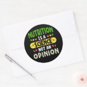 Voeding is een wetenschap, geen mening voedingsdes ronde sticker (Envelop)