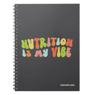 Voeding is mijn vibe, groovy kleurrijke voedingsde notitieboek