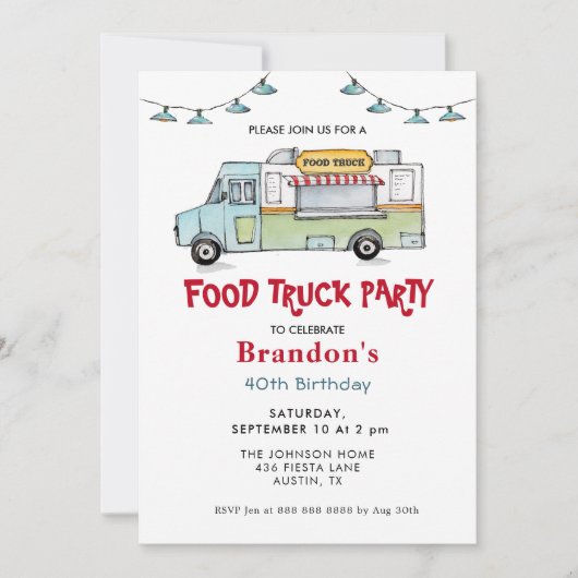 Voeding op Birthday Party - uitnodiging (Voorkant)