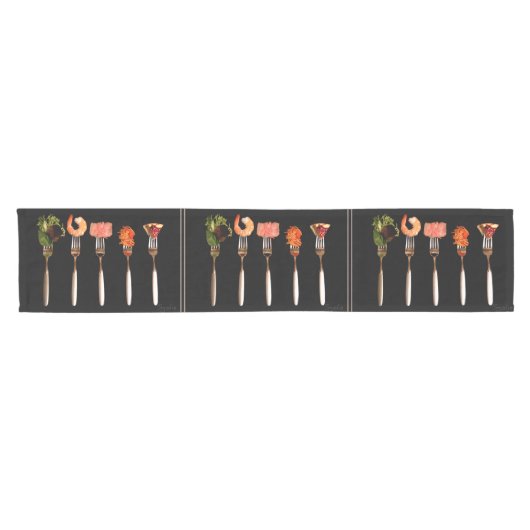 Voeding op Forks Black Table Runner Korte Tafelloper (Horizontaal)