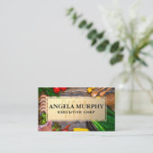 Voeding op Houten Table | Goud Lijst | Keukengeree Visitekaartje (Staand voorkant)