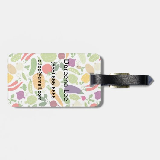 Voeding op witte achtergrond bagagelabel (Achterkant horizontaal)