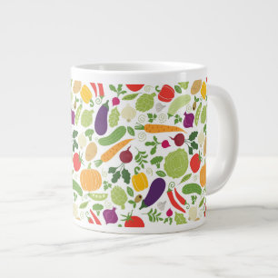 Voeding op witte achtergrond grote koffiekop