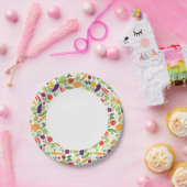 Voeding op witte achtergrond papieren bordje (Feest)