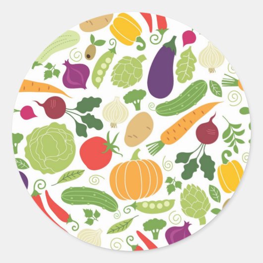 Voeding op witte achtergrond ronde sticker (Voorkant)