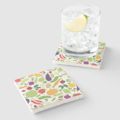 Voeding op witte achtergrond stenen onderzetter (Zijkant)