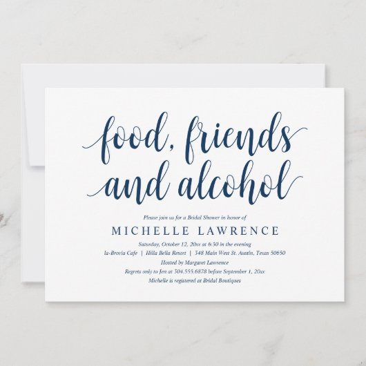 Voeding, vrienden en alcohol, modern Vrijgezellenf Kaart (Voorkant)