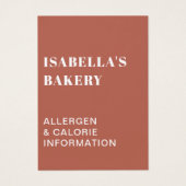 Voedingsallergie Calorie-informatie QR-code-Kaart Visitekaartje (Voorkant)