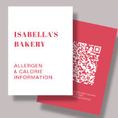 Voedingsallergie Calorie-informatie QR-code-Kaart Visitekaartje