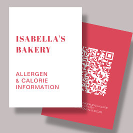 Voedingsallergie Calorie-informatie QR-code-Kaart Visitekaartje